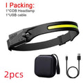 COB LED Headlamp-Rechargeable Waterproof Camping Headlight