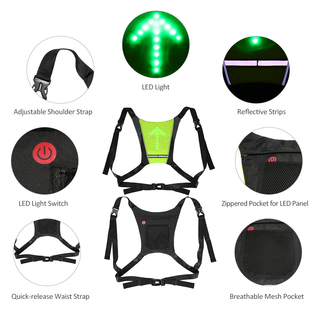 USB Rechargeable LED Signal Backpack Vest – Reflective Safety Bag with Wireless Remote for Cycling & Outdoor Sportsear for Cycling