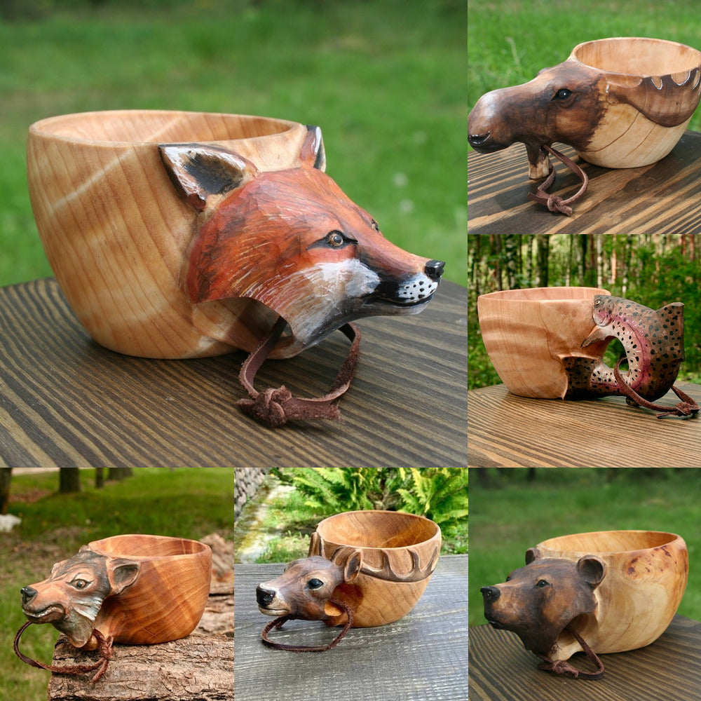 Hand-Carved Wooden Kuksa Cup – Rustic Scandinavian Mug for Camping & Christmas Gifts