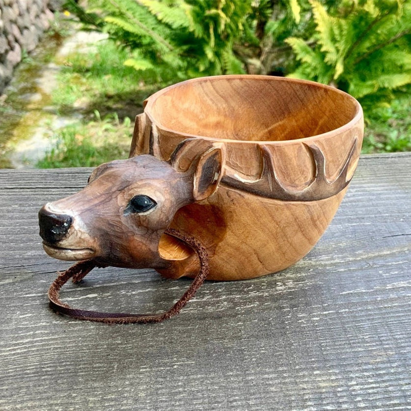 Hand-Carved Wooden Kuksa Cup – Rustic Scandinavian Mug for Camping & Christmas Gifts
