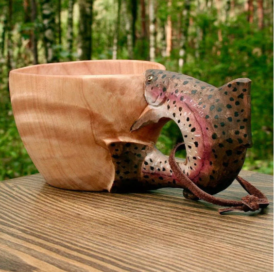 Hand-Carved Wooden Kuksa Cup – Rustic Scandinavian Mug for Camping & Christmas Gifts